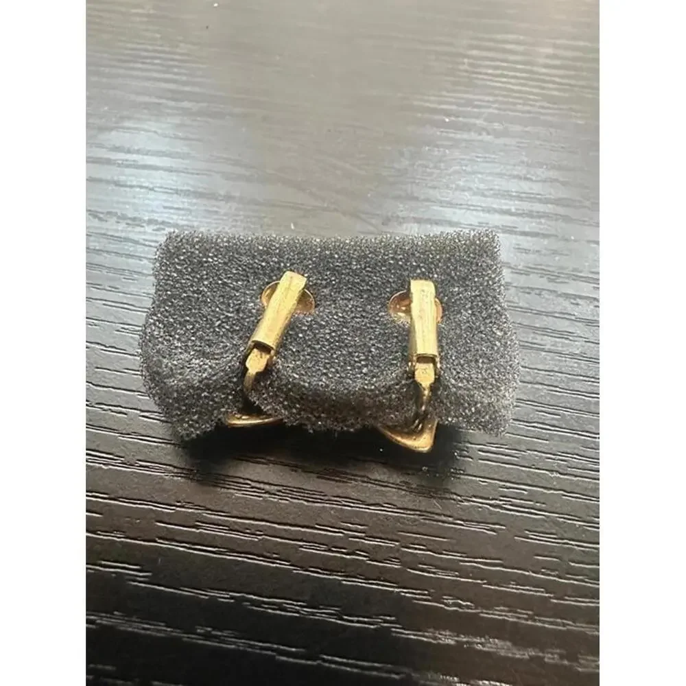 Vintage Gold Tone Abstract Clip-On Earrings